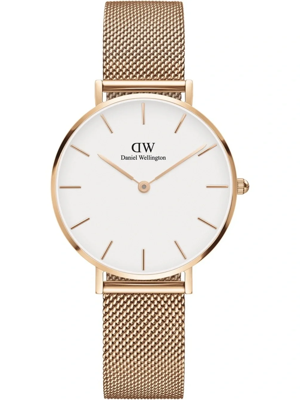 Daniel Wellington Petite Melrose 32mm Rose Gold Watch w/ Mesh Strap & White Dial